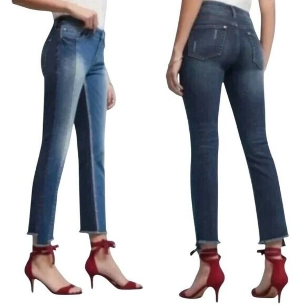 Pilcro Anthropologie Women Straight Jeans Size 30 Parallel Mid-Rise Blue Ankle